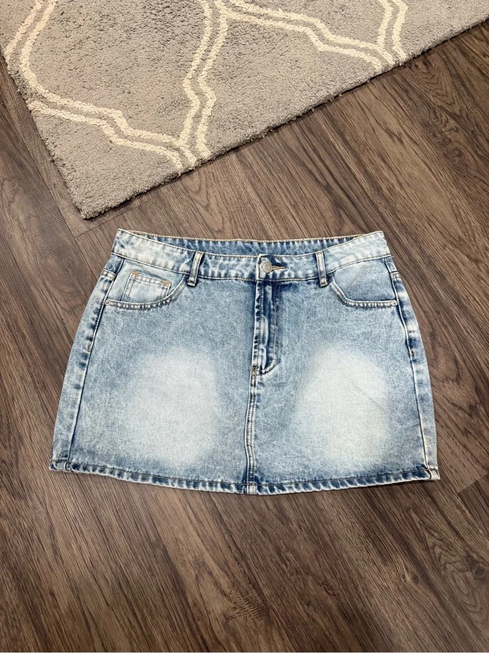 Denim Mini Skirt in Light Blue - Casual Women's Skirt